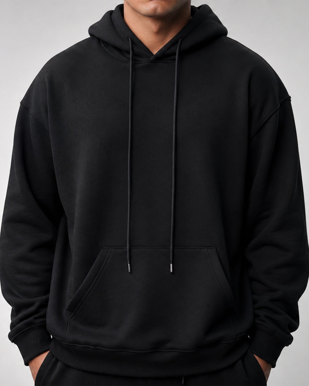 Premium Blank Black Hoodie | Heavyweight Fleece