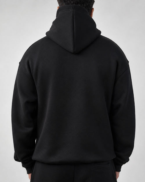 Premium Blank Black Hoodie | Heavyweight Fleece