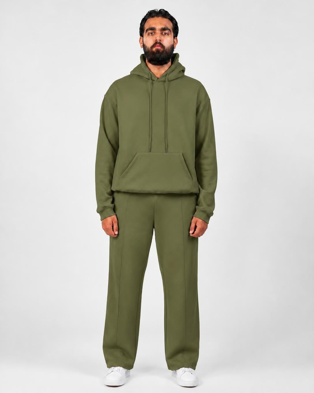 Men’s Olive Green Oversized Tracksuit Set