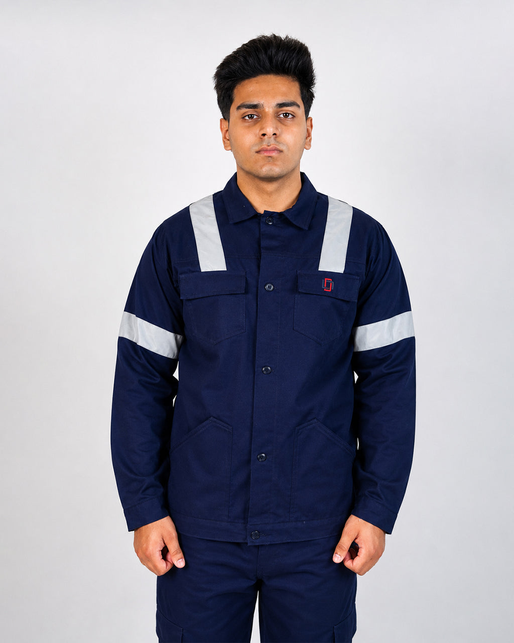 Premium Navy Workwear Set – Reflective Jacket & Cargo Trousers | Industrial Workwear