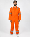 Premium Orange Hi-Vis Coverall – Reflective Workwear | High Visibility Safety Suit