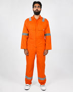 Premium Orange Hi-Vis Coverall – Reflective Workwear | High Visibility Safety Suit