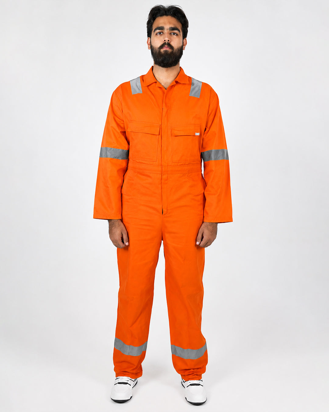 Premium Orange Hi-Vis Coverall – Reflective Workwear | High Visibility Safety Suit