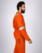 Premium Orange Hi-Vis Coverall – Reflective Workwear | High Visibility Safety Suit