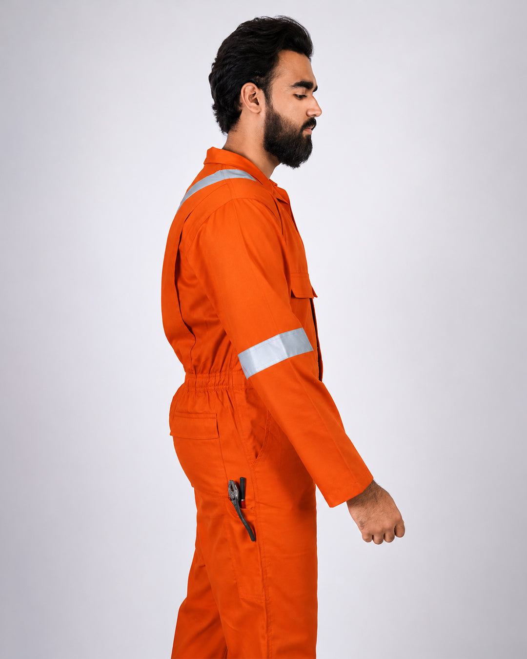 Premium Orange Hi-Vis Coverall – Reflective Workwear | High Visibility Safety Suit